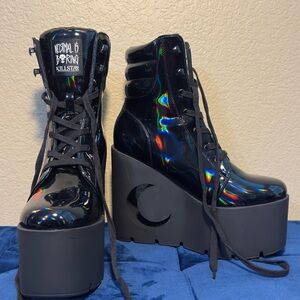 Killstar Diana Crescent Wedge Platform Boots